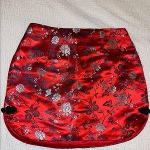 Red satin skirt!